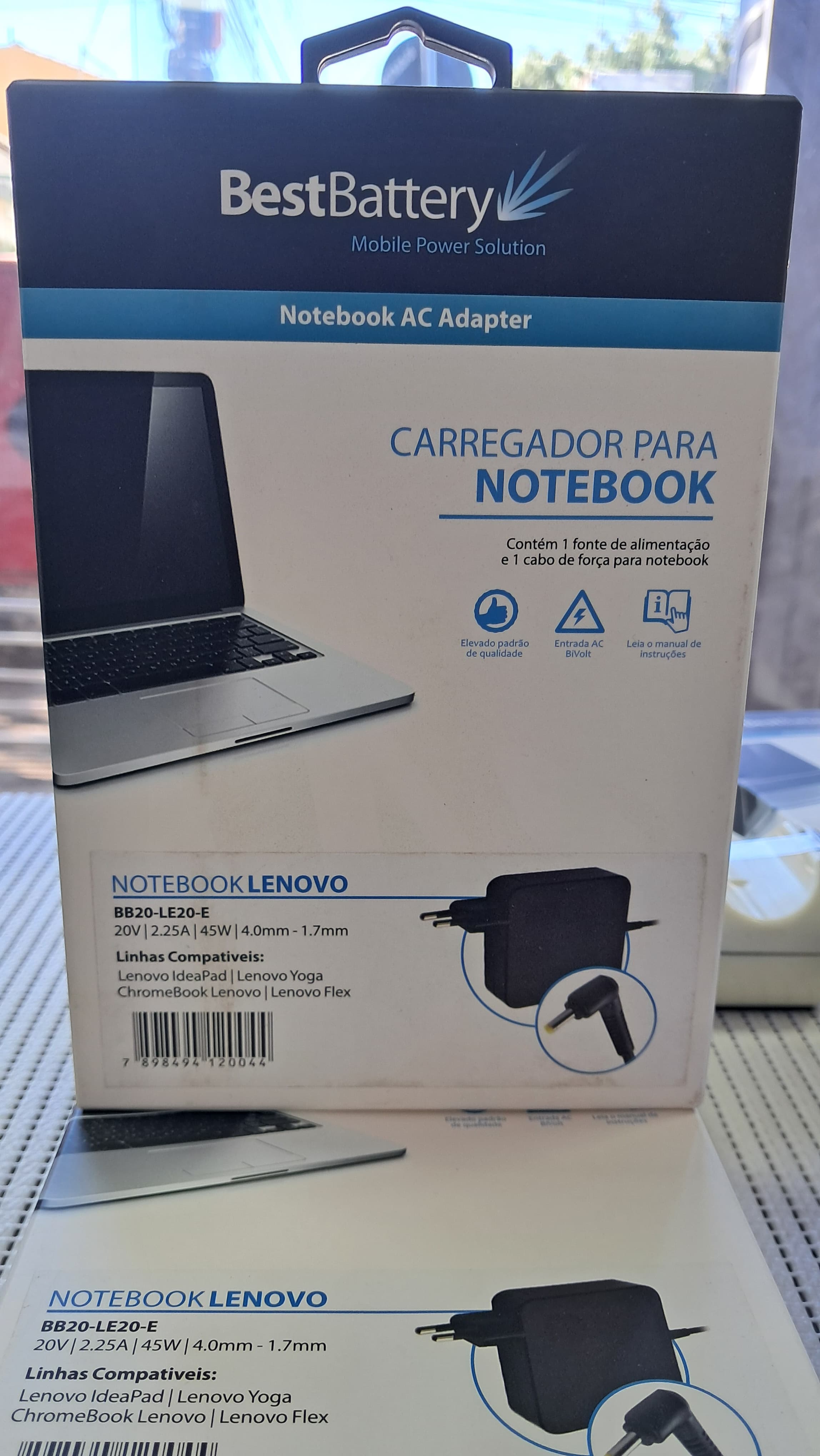 Fonte (Carregador) Compatível - CARREGADOR LENOVO 20V 2.25A 45W - foto 1