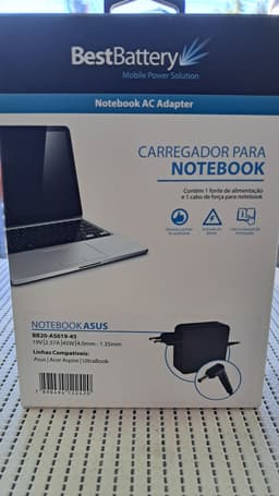 Fonte (Carregador) Compatível - CARREGADOR ASUS 19V 2.37A 45W